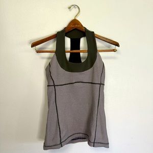 LULULEMON Athletica Scoop Neck Tank Top Built in Bra Grey Purple Lavender